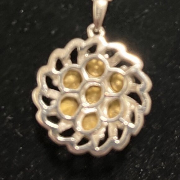 Karis Italy Red Crystal Floral Pendant Platinum Bond On Sterling Silver 18” Chai - Picture 3 of 8